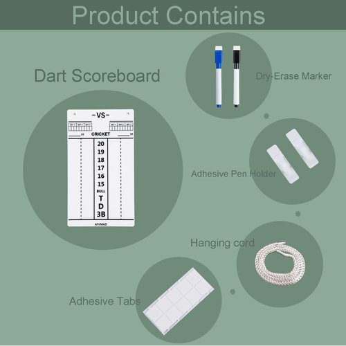 Afumazi Dry Erase Dart Scoreboard, Dart Score Keeper for Cricket and 01 Games, 13.8x7.9 Inch Dartboard Accessories