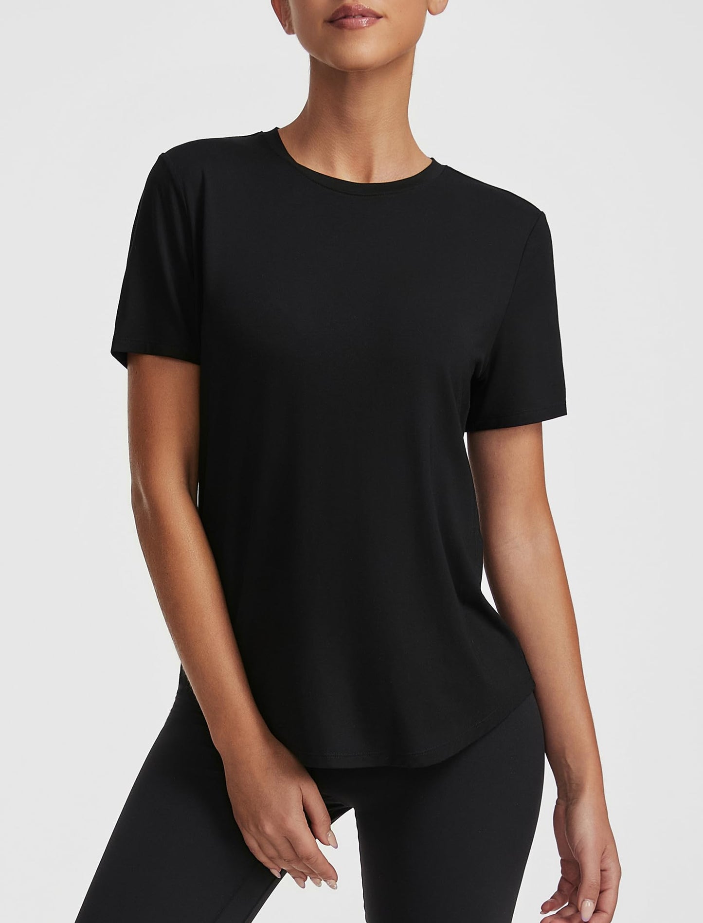 kakola Women's Workout T-Shirt Loose Fit Modal Tops Short Sleeve Blouse Summer Casual Tee Black