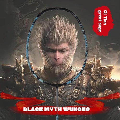 Badminton Racquet,Badminton Rackets,Black Myth Wukong is A Fully Carbon 4u Ultra Light and Durable Racket,Suitable for Outdoor Fitness and Professional Training (030)