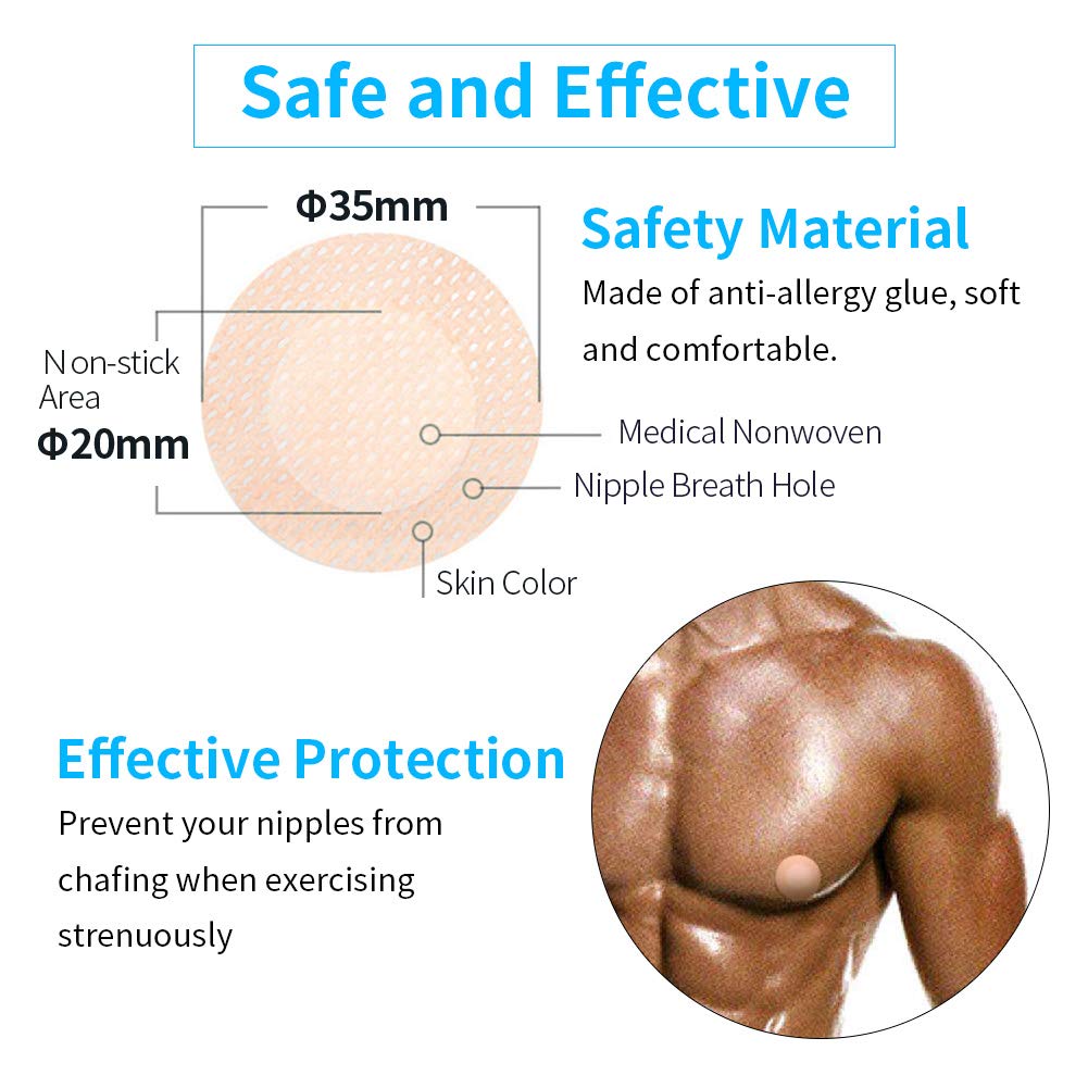 2XK-NOV Nipple cover for runners - Value Pack (100 Pieces), Disposable Running Nipple Covers Stickers for Men - 3.5cm Anti-Chafing Nipple Patch - Men Nipple Hider - Beige