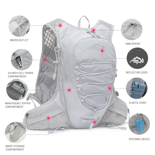 IX INOXTO Running Hydration Vest for Men Women Water Backpack for Running 3L Running Hydration Pack for Trail Running Marathon Race Hiking (Grey)