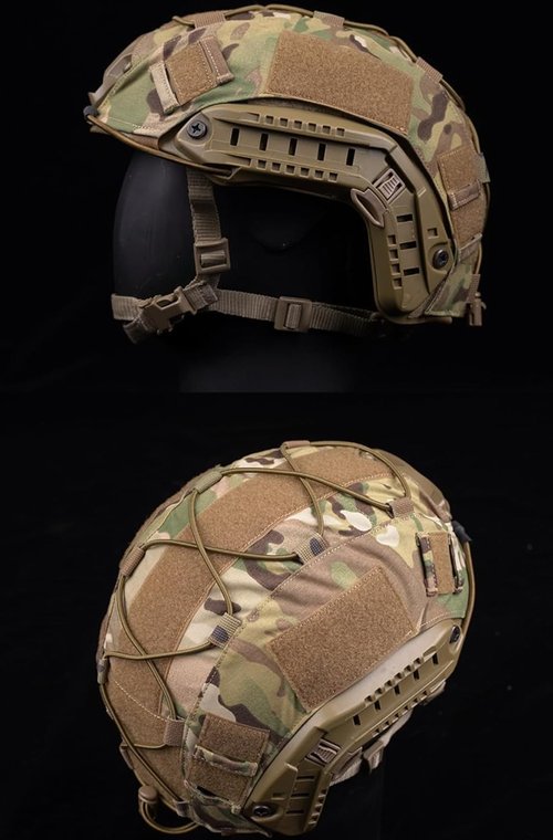 Peminkoo Tactical Helmet Cover with Elastic Cord for Fast P.J B.J M.H Helmets Militar Airsoft CS War Battle Cloth M L Size (Black,L:Fast Helmet)