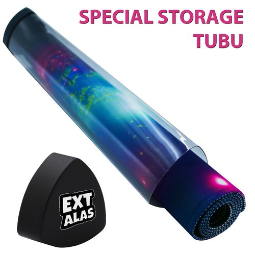 Extalas MTG Playmat TCG Playmat -Includes Storage Tube and 7 Dice-Experience Top-Tier Quality and Edge-Locking Waterproof and Non-Slip Mat! (playmat Without Zones, 1-Pretty Purple Fluorescence)