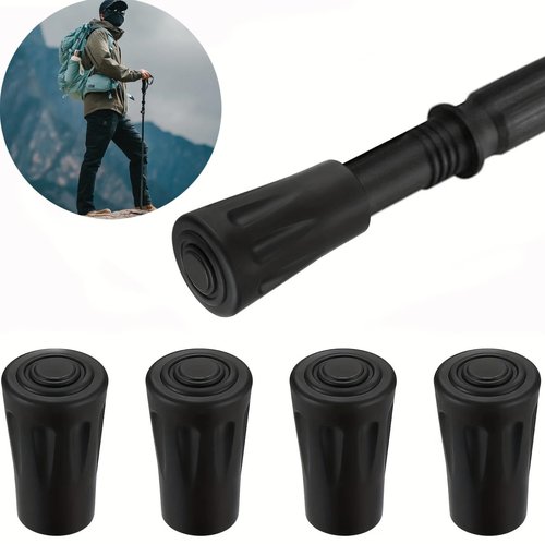 4-Pack Walking Stick Rubber Tips – Trekking Pole Tips Replacement for Hiking Poles, Walking Sticks, Ski Poles & More