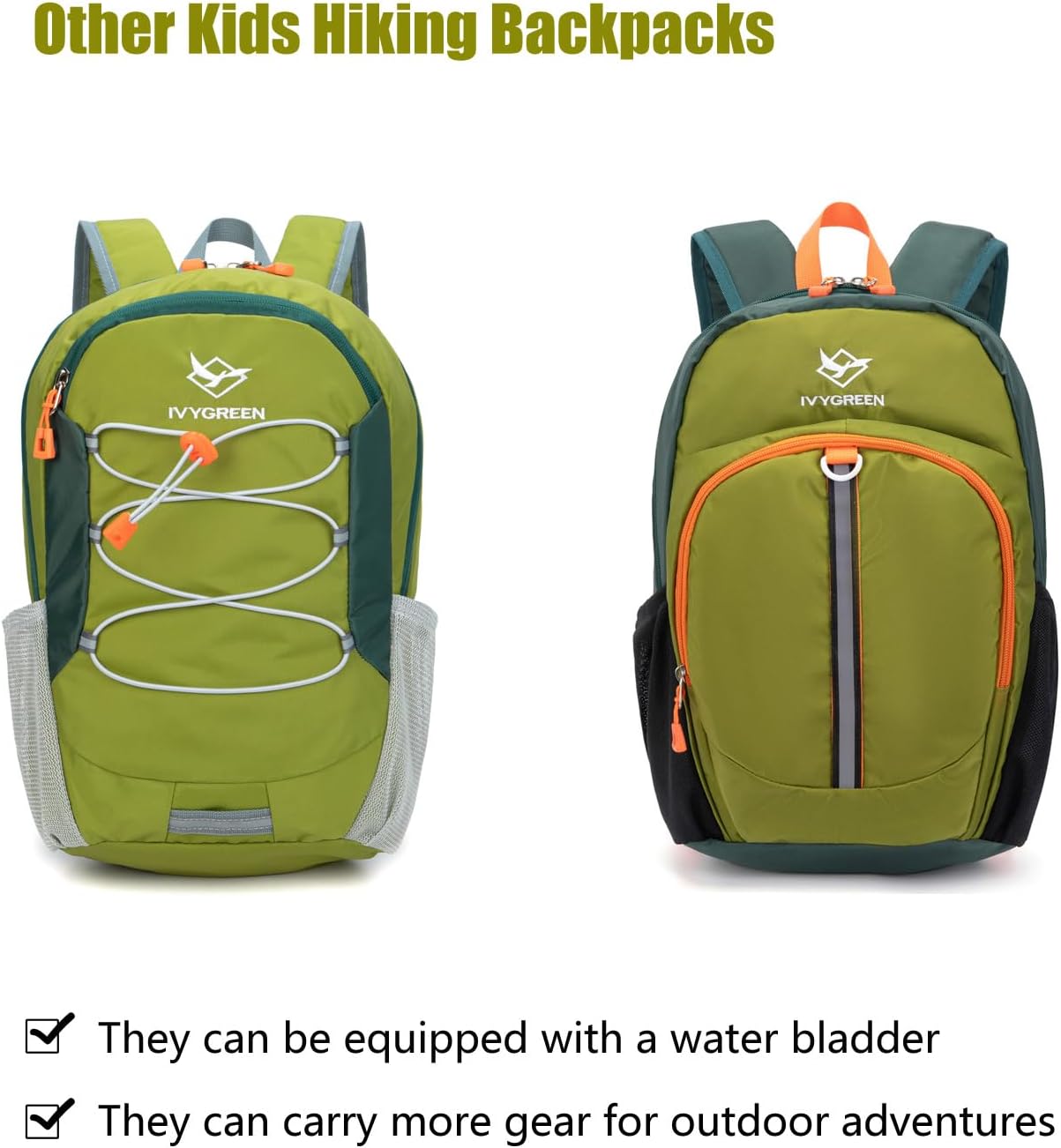 Ivygreen Kids Hydration Backpack, Hiking Backpack for Boys or Girls with 1.5L Water Bladder