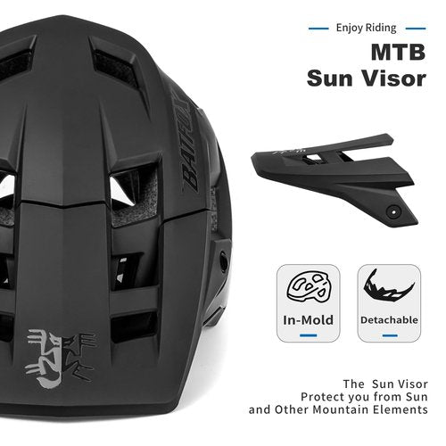 BATFOX Bike Helmet,Mountain Bike Helmet Helmets for Men Women Adults Youth (Black, L(58-61CM))