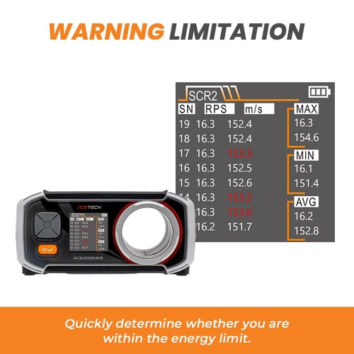 ACETECH Airsoft Chronograph AC6000MKIII 30 to 400 m/s Measurement Shooting Speed Tester Chrono with Colorful LCD Display App Support for 4.5mm/6mm/8mm/9mm BB (Standard)