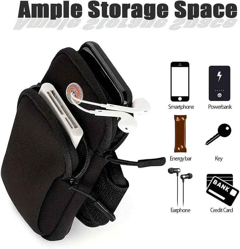 1PC Waterproof Black Running Armband, Ideal for Sports, Black