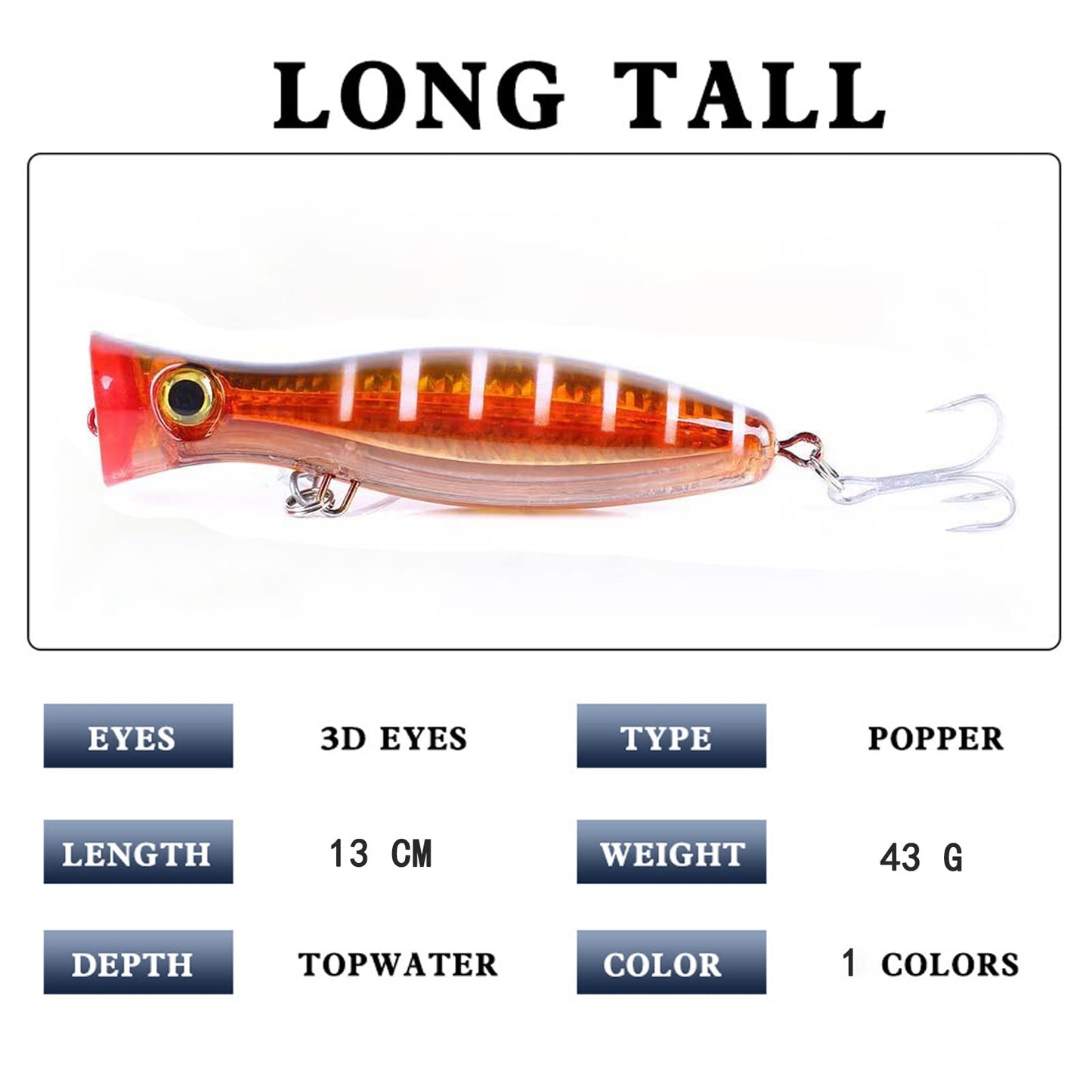 Popper Fishing Lure, JAZALIC Topwater Popper Lures 3D Eyes Fishing Accessories for Saltwater Surface Casting and Freshwater Surface Fishing, Gt Tuna Kingfish Large Predator Fish (red)