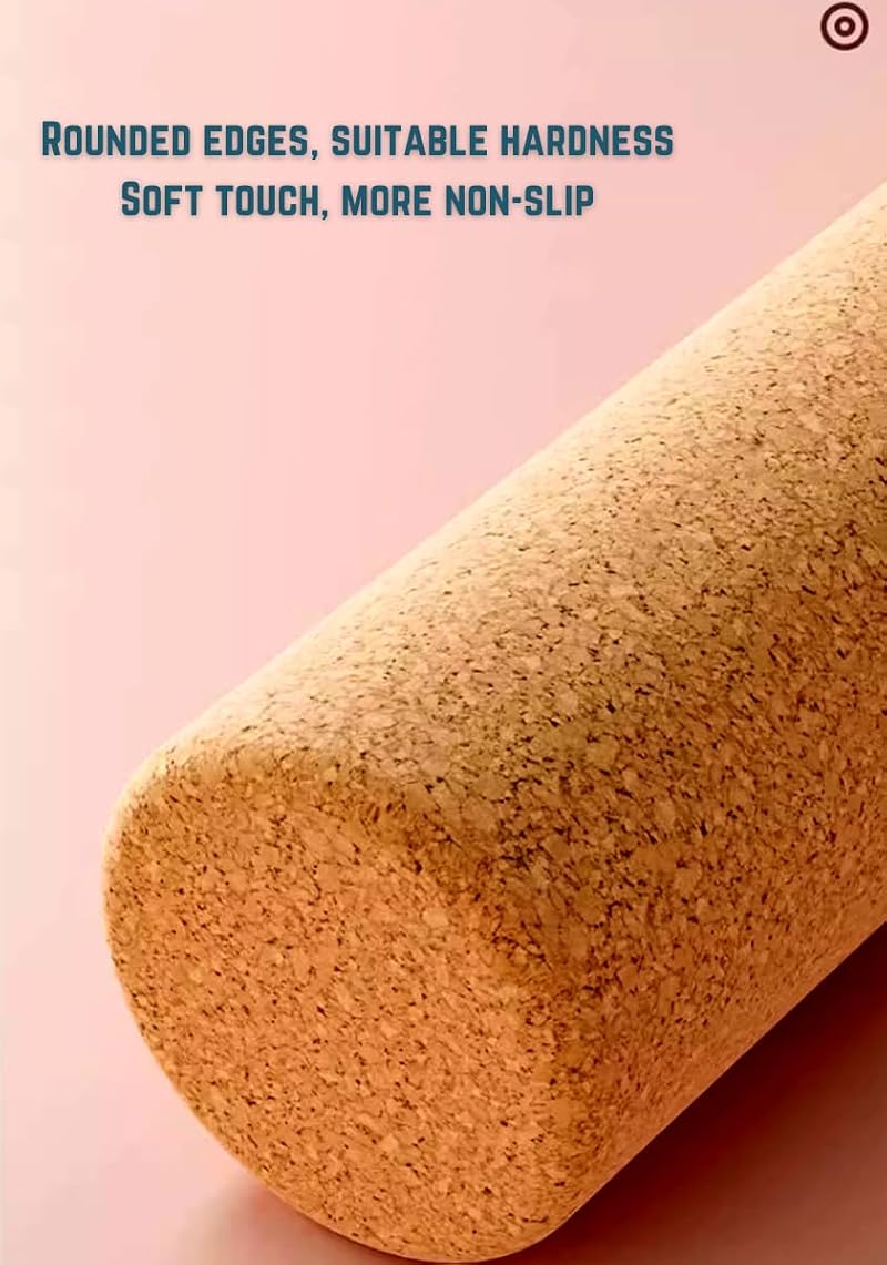Large Cork Foam Roller 24 In - 23.6x4 In Cylindrical Back, Hamstrings & Quads