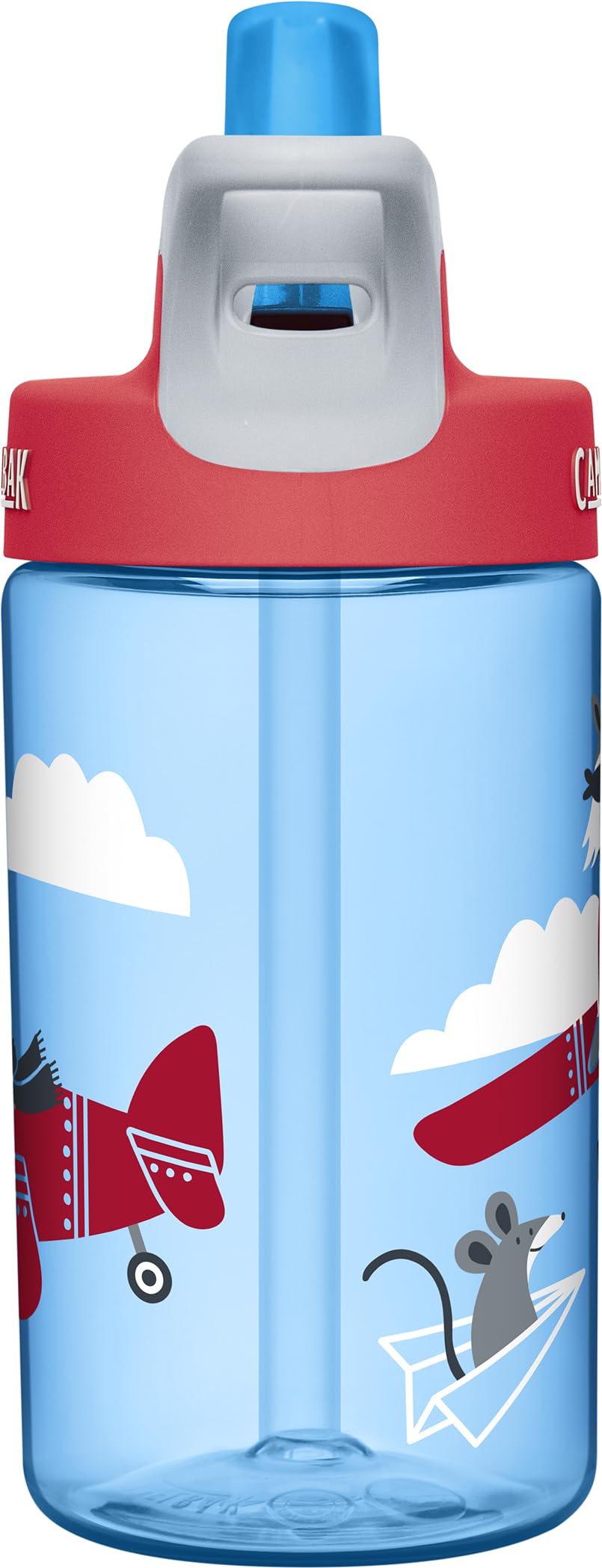 CamelBak Eddy Kids Water Bottle with Big Bite Valve, Spill‑Resistant Easy‑Sip Design for Everyday Hydration, 12oz, Airplane Bandits