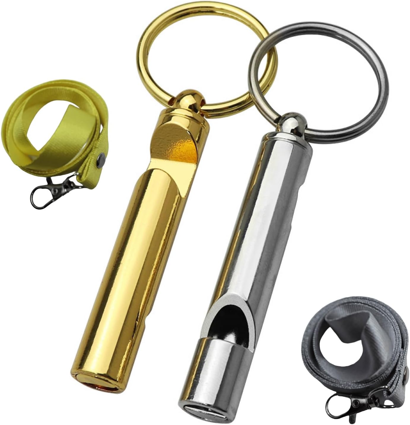 2-Pack Gentle-Tone Referee Whistle - Pea-Free Design for Youth Sports, Dog Training & Sensitive Ears with Keychain + Lanyard