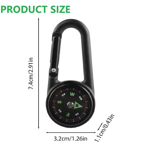 Mini Carabiner Compass – Portable Clip-On Directional Compass with Luminous Dial for Hiking, Camping, Backpacking