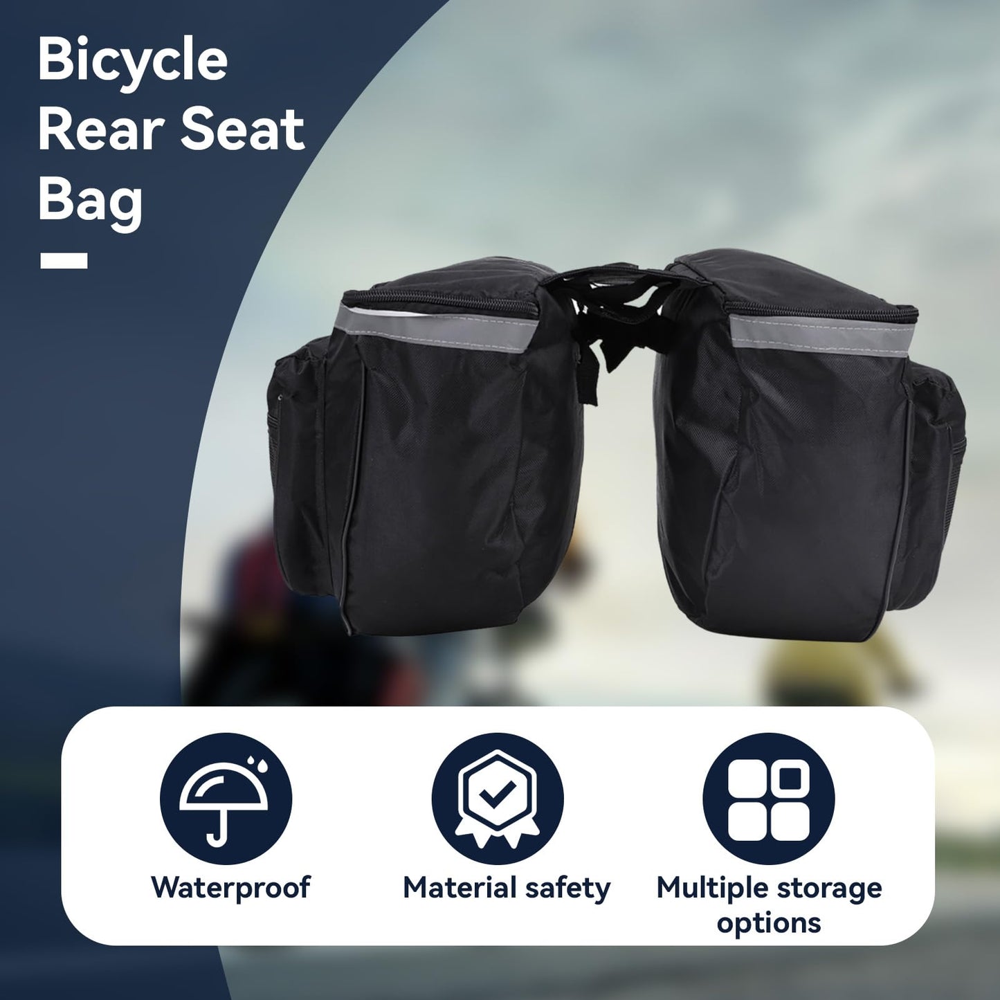Jwthee Bike Saddle Bag, 25 L Bike Panniers Trunk Bag Bike Bag Accessories Panniers with Reflective Trim for Bike Rear Rack Bag