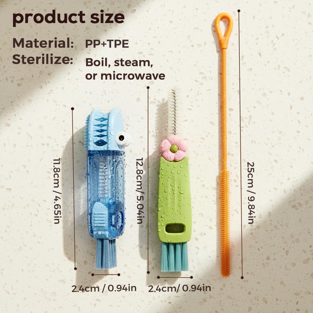 3 in 1 Cup Lid Cleaning Brush, 2026 New Multifunctional Bottle Brush Cleaner, Bottle and Straw Brush Cleaning Set, Crevice Cleaning Brush Tools for Gap Tight Spaces, Home Kitchen Gadgets (2PC B)
