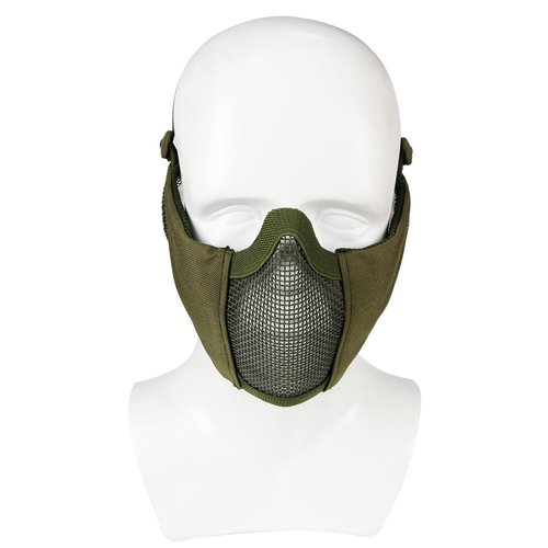 N / A Tactical Airsoft Half Metal Bottom Foldable Steel Mask with Half Face Protection and Hearing Protection