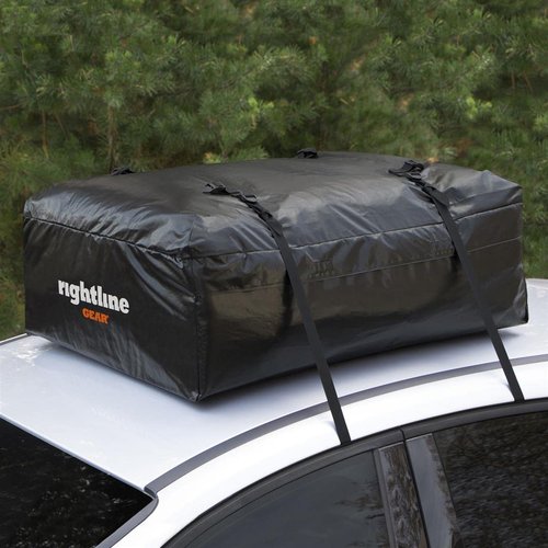 Rightline Gear Ace Jr Weatherproof Rooftop Cargo Carrier for Top of Vehicle, Attaches With or Without Roof Rack, 10 Cubic Feet, Black