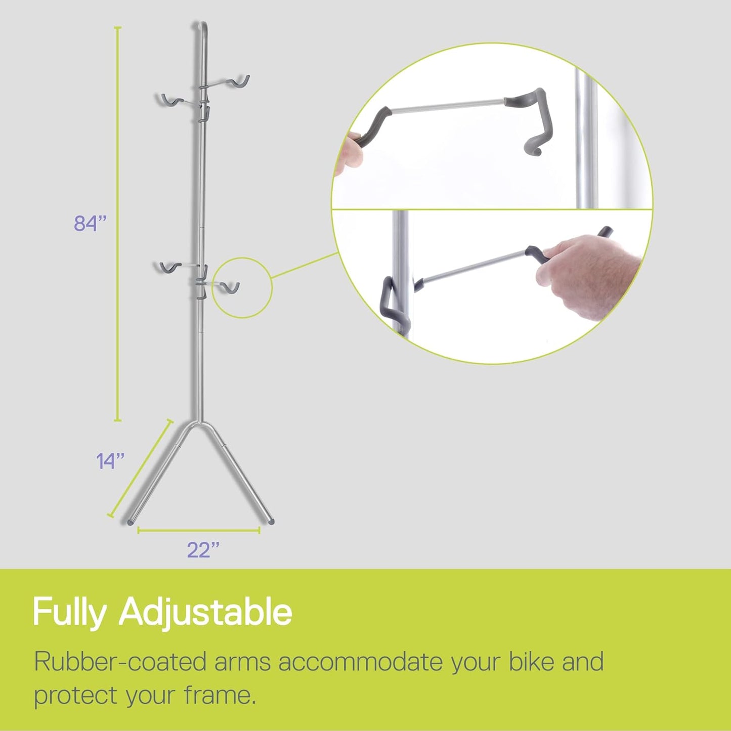 Delta Cycle Michelangelo 2 Bike Storage Rack - Gravity Fully Adjustable Bike Rack Garage For Road, MTB, and Hybrid Bicycles - Vertical Bike Rack Holds Up To 80 lbs