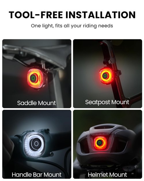 Magicshine Magnetic Bike Lights Front and Back, USB-C Rechargeable 1 Hrs Fast Charging,Daytime White Light and Night Red Light, IPX6 Waterproof Bike Lights for Night Riding(SEEMEE 150 MAG 2 Pack)
