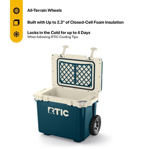 RTIC 22 QT Ultra-Light Wheeled Cooler with Handle, Hard Insulated Portable Ice Chest Box for Beach, Drink, Beverage, Camping, Picnic, Fishing, Boat, Barbecue, Marine/Canvas
