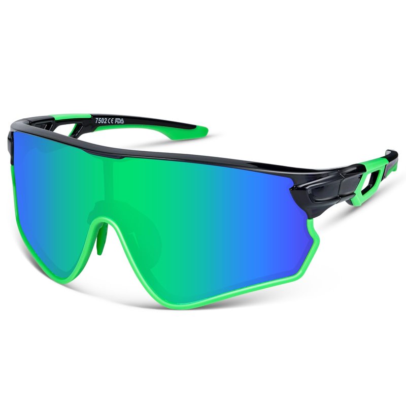 BEACOOL Polarized Sports Sunglasses for Men Women Youth Baseball Fishing Cycling Running Hiking Motorcycle Tac Glasses UV400 (GlossyBlack Green)