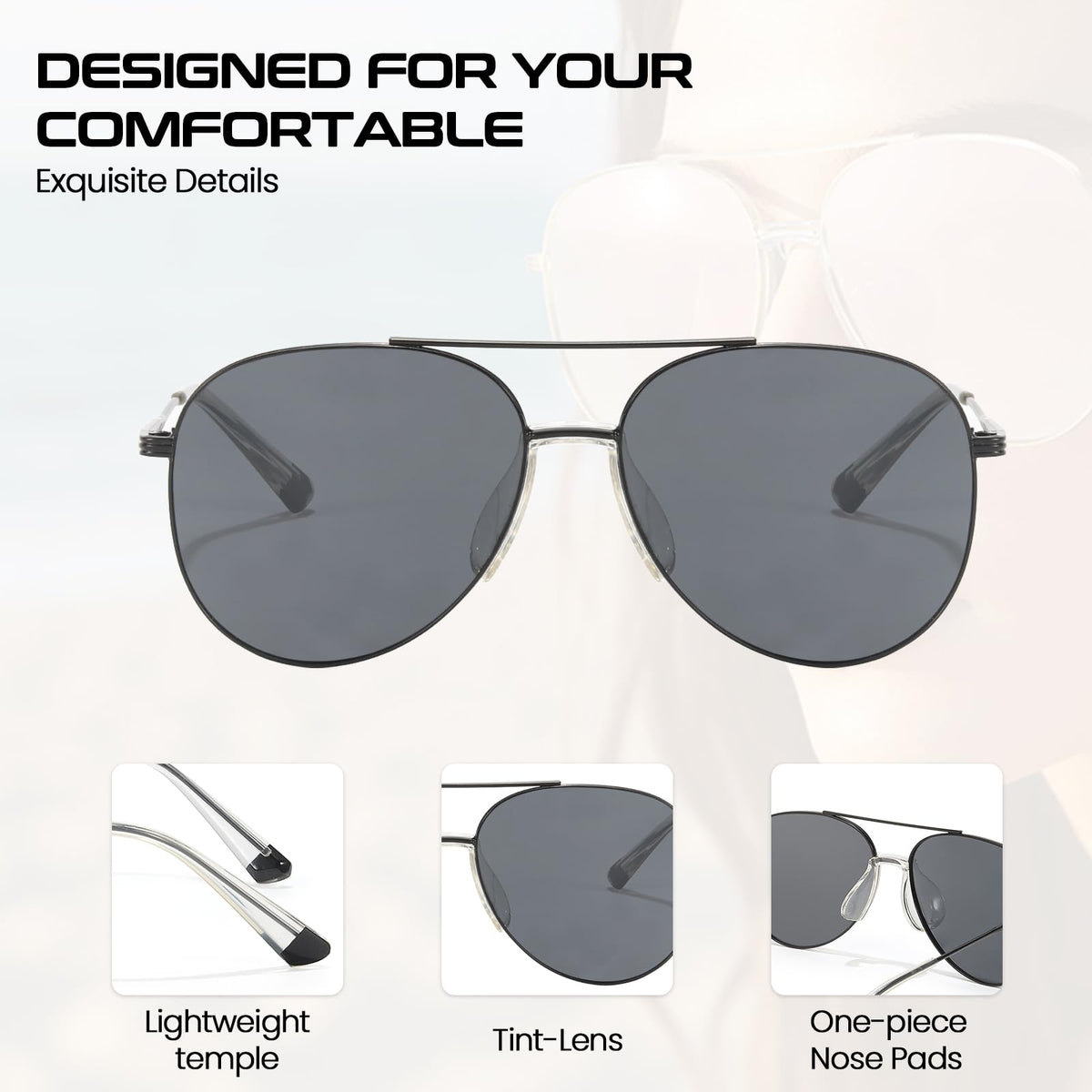 DreamCalf Tangle Free Aviator Sunglasses Polarized Sun Glasses for Women Men with UV Protection Fashion Trendy Shades