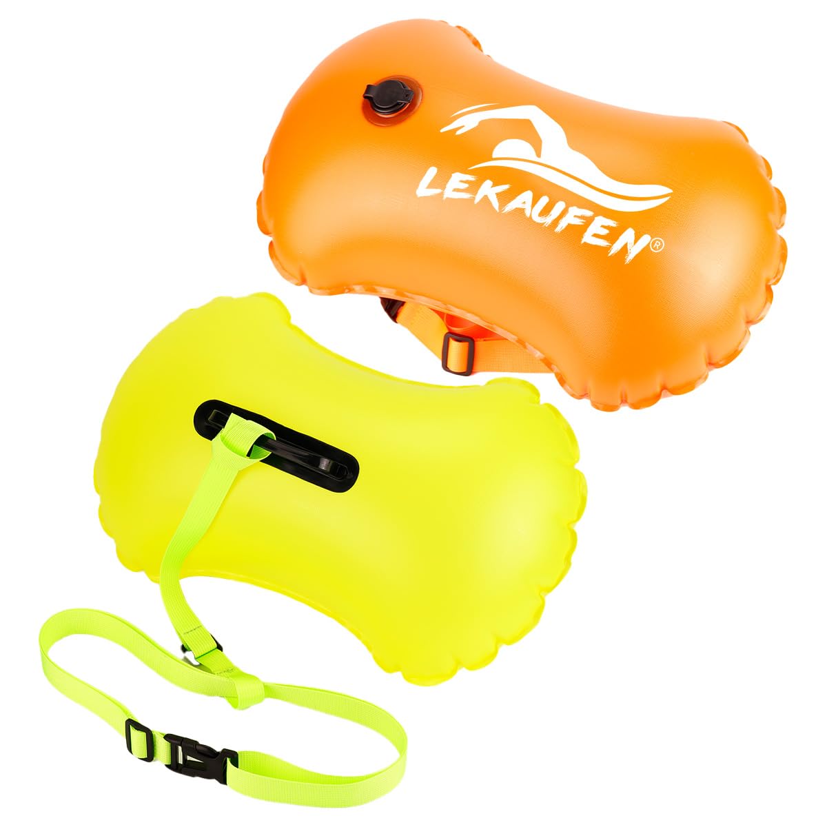 2 Pack Swim Buoy for Open Water, Swimming Safety Float with Adjustable Belt for Snorkeling, Swim Training, Triathletes, Kayaking