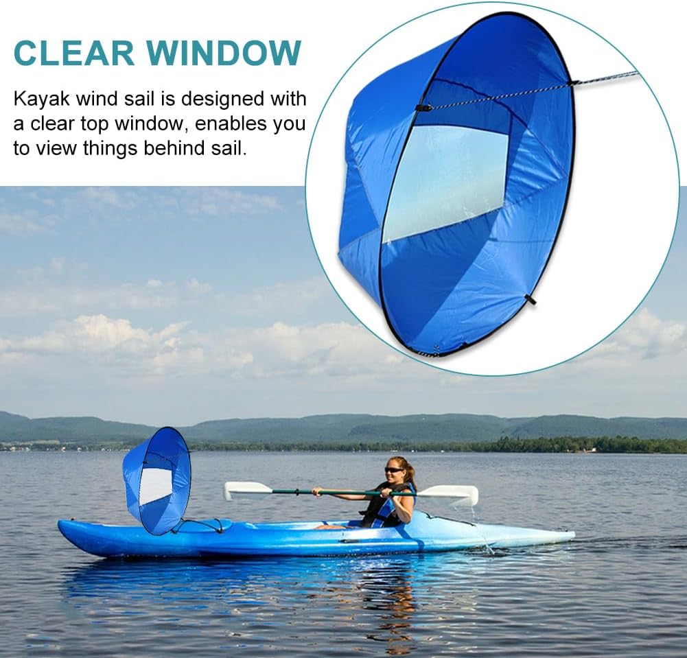 Kayak Wind Sail, Portable Foldable Durable Wind Sail with Transparent Window for Kayak Canoes (Green)