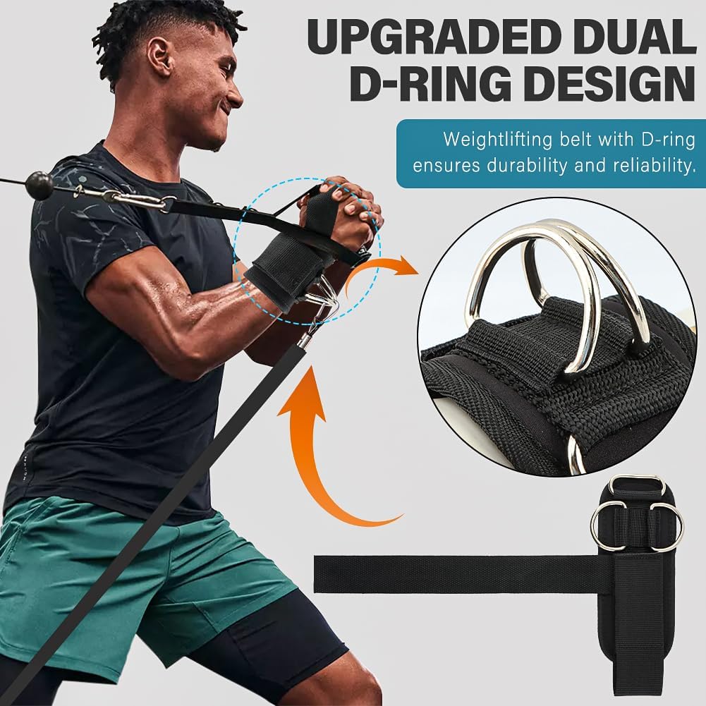 2pcs Weight Lifting Straps with D Ring 13" Long Wrist Straps for Weightlifting Deadlift Strap Heavy Duty Lifting Wrist Strap for Cable Machines