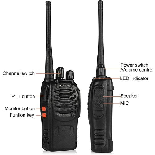 Walkie Talkies Baofeng 888S Rechargeable Walkie-Talkies Long Range with Earpieces for Adults, 2 Way Radios Kids walkie talkies 2 Pack