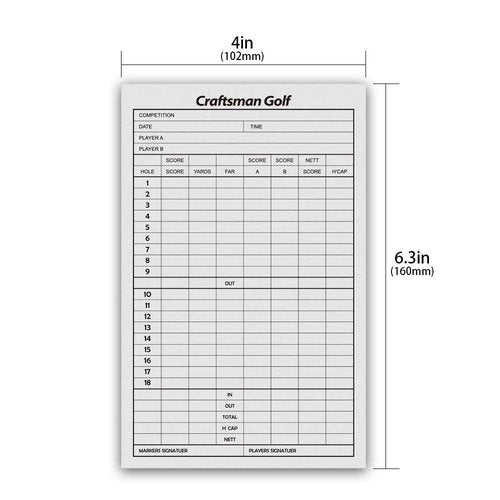 Craftsman Golf 10pcs 6.3 x 4 Inch Golf Score Sheet Golf Scorecards Record Score Keeper Card Track Golf Stats