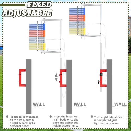 67-141.7 Inche Vertical Jump Tester,Floor Standing Vertical Jump Measurement Tool Adjustable Height,Movable Vertical Jump Trainer with Wheels,Vertical Trainer Stand for Adjustable Height Training