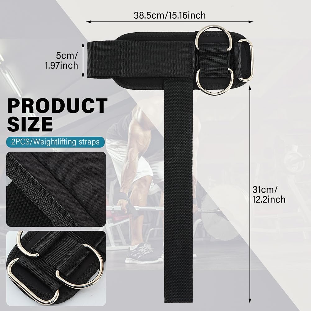 2pcs Weight Lifting Straps with D Ring 13" Long Wrist Straps for Weightlifting Deadlift Strap Heavy Duty Lifting Wrist Strap for Cable Machines