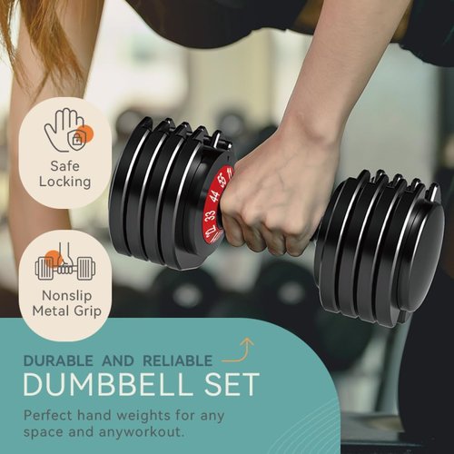 25/55lbs Pair Adjustable Dumbbells Set, Dumbbells with Anti-Slip Metal Handle for Exercise & Fitness Fast Adjust Weight for Full Body Workout Fitness