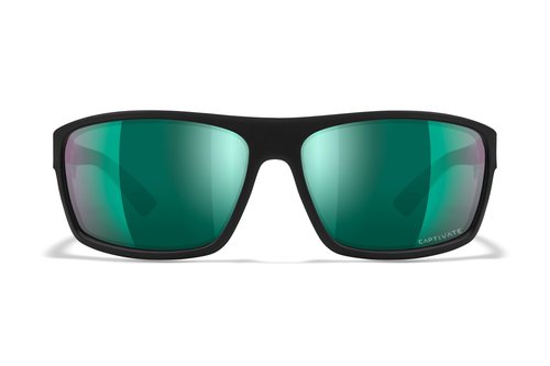 Wiley X Peak Captivate Polarized Sunglasses, Safety Glasses for Men and Women, UV Eye Protection for Shooting, Fishing, Biking, and Extreme Sports, Matte Black Frames, Green Mirror Tinted Lenses