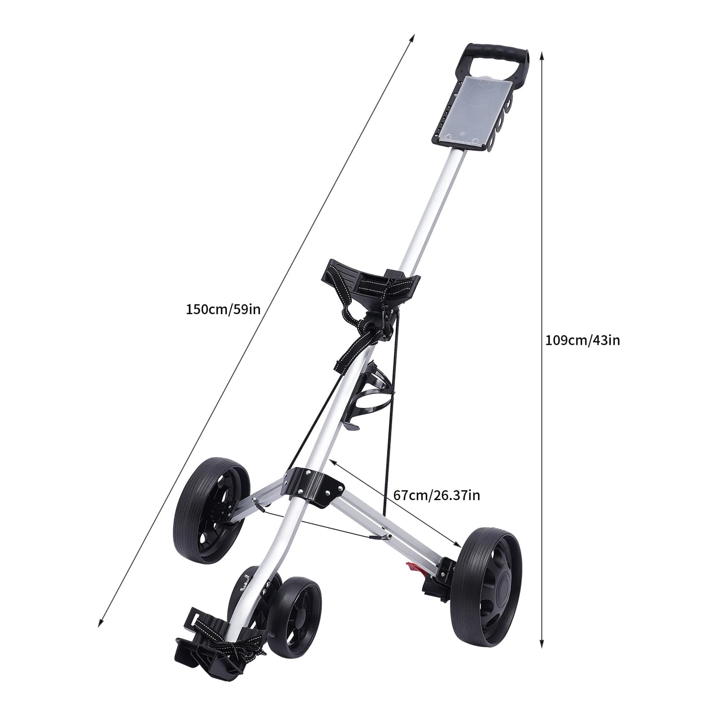 IOUSSJC Golf Push Carp, Golf Push Cart 3 Wheel, Folding Golf Cart for Most Teenagers and Adults As Well As Golf Courses, Gyms, Schools, Adjustable Straps