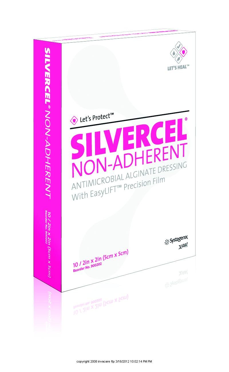 Silvercel Non-Adherent Antimicrobial Alginate Dressing 2 x 2 in - Sterile, Carton of 10