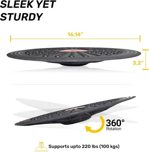 GSI Plastic Balance Board (41CM) Wobble Trainer for Core, Rehab & Stability | Non-Slip Plastic Design | 100 kg Capacity | Full 360° Rotation for Home, Gym, Office Workouts | Balance Discfor Adults & Kids