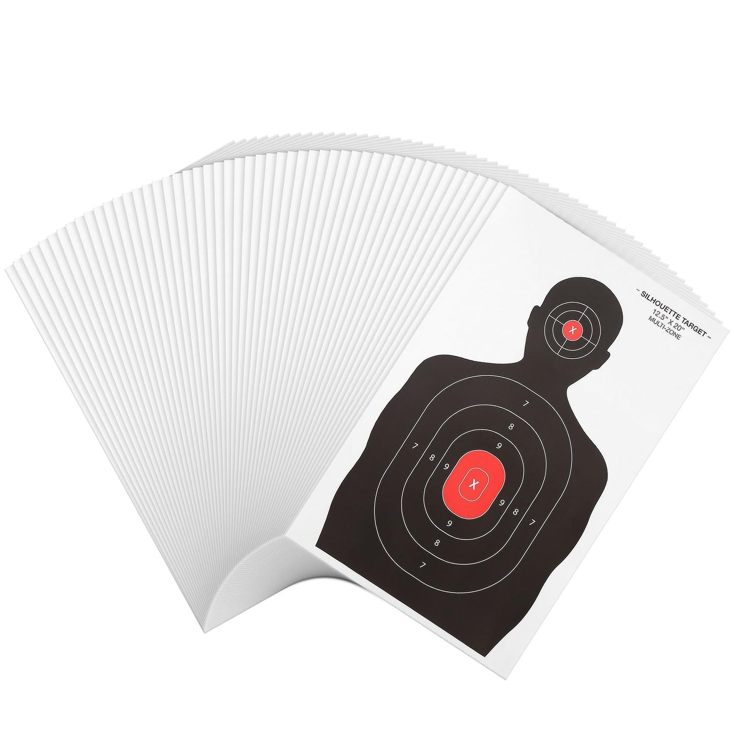 Juvale 50 Pack Paper Shooting Targets for Range, Bulk for Hunting, Silhouette with Red Bullseye (14x22 in) - Targets for Shooting Range