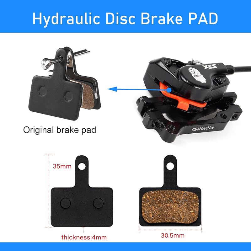CNC MTB Hydraulic Disc Brake Set - Right Front F160/Left Rear F180, 800mm & 1450mm Hose, Black - Rear Variation