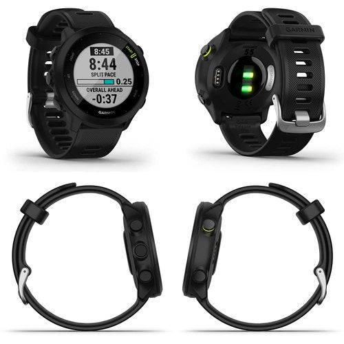 Wearable4U Garmin Forerunner 55 GPS Running 42 mm Watch with Daily Suggested Workouts, Black Black Earbuds Power Bundle