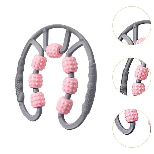 Zialofi Muscle Roller for Legs Leg Roller for Thighs 7 Wheels Flexible Full Body Massage Tool for Shoulder Arm Tennis Elbow Neck Yoga, Gray and Pink