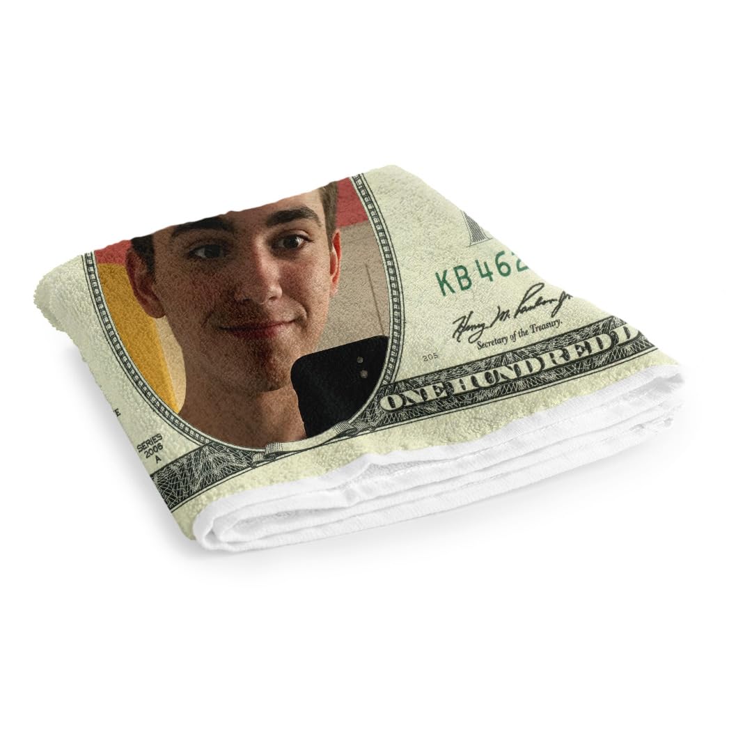 $100 Bill Beach Towel for Kids & Adults – Custom Name or Face Options – Funny Money Beach Towel, Super Soft Silk Touch; Hundred Dollar Bill w/Face, Large 30"x60", 1-Sided Printing, Printed in The USA