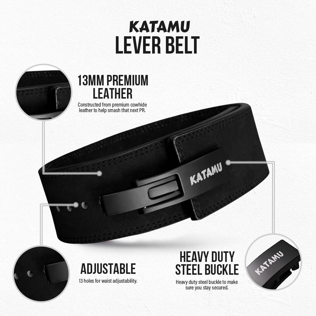 Katamu Wings Premium Weightlifting Belt - Lever Weightlifting Belt - Men and Womens Power Lifting Belt - Leather (Medium)