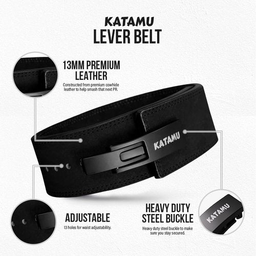 Katamu Wings Premium Weightlifting Belt - Lever Weightlifting Belt - Men and Womens Power Lifting Belt - Leather (Medium)