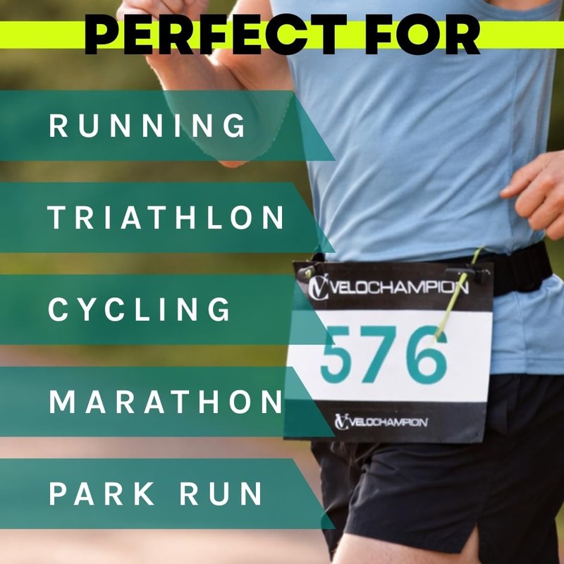 VeloChampion Lightweight Running Belt Waist Pack for Men Women - Elasticated Stretch Fit Race Number Holder - No Pins - 3 Sizes - Run. Triathlon. Cycle. Marathon. Jogging (1, X-Small)