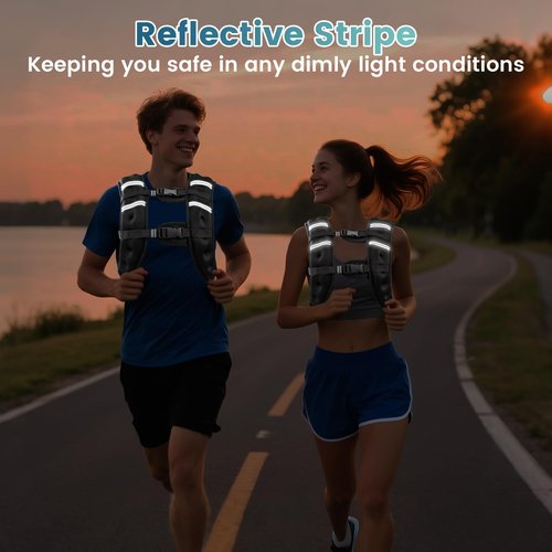 Cavry Weighted Vest, 8lb/12lb/16lb/20lb/25lb/30lb Weight Vest with Two Adjustment Straps for Men Women, Body Weight Vests Adjustable with Reflective Stripe for Strength Training, Running, Training Workout, Jogging, Walking-20LB