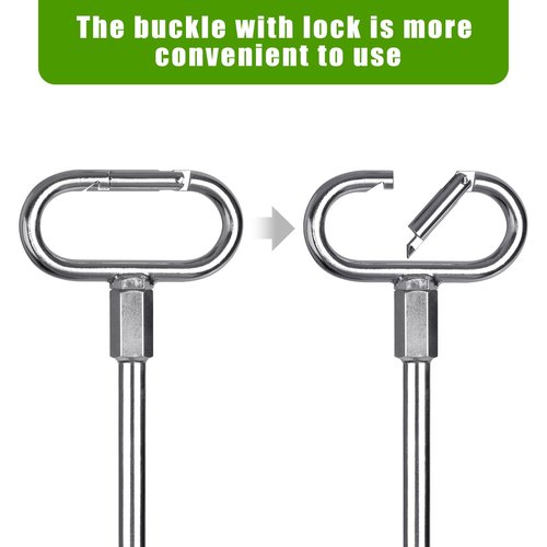 SELEWARE 17" Ground Anchors Screw in, 4 Pack Swing Set Anchor Kit, High Wind Trampoline Stakes, Heavy Duty Spiral Earth Anchor for Camping Tent, Sheds, Carports, Mobile Home, Tree & Securing Animals