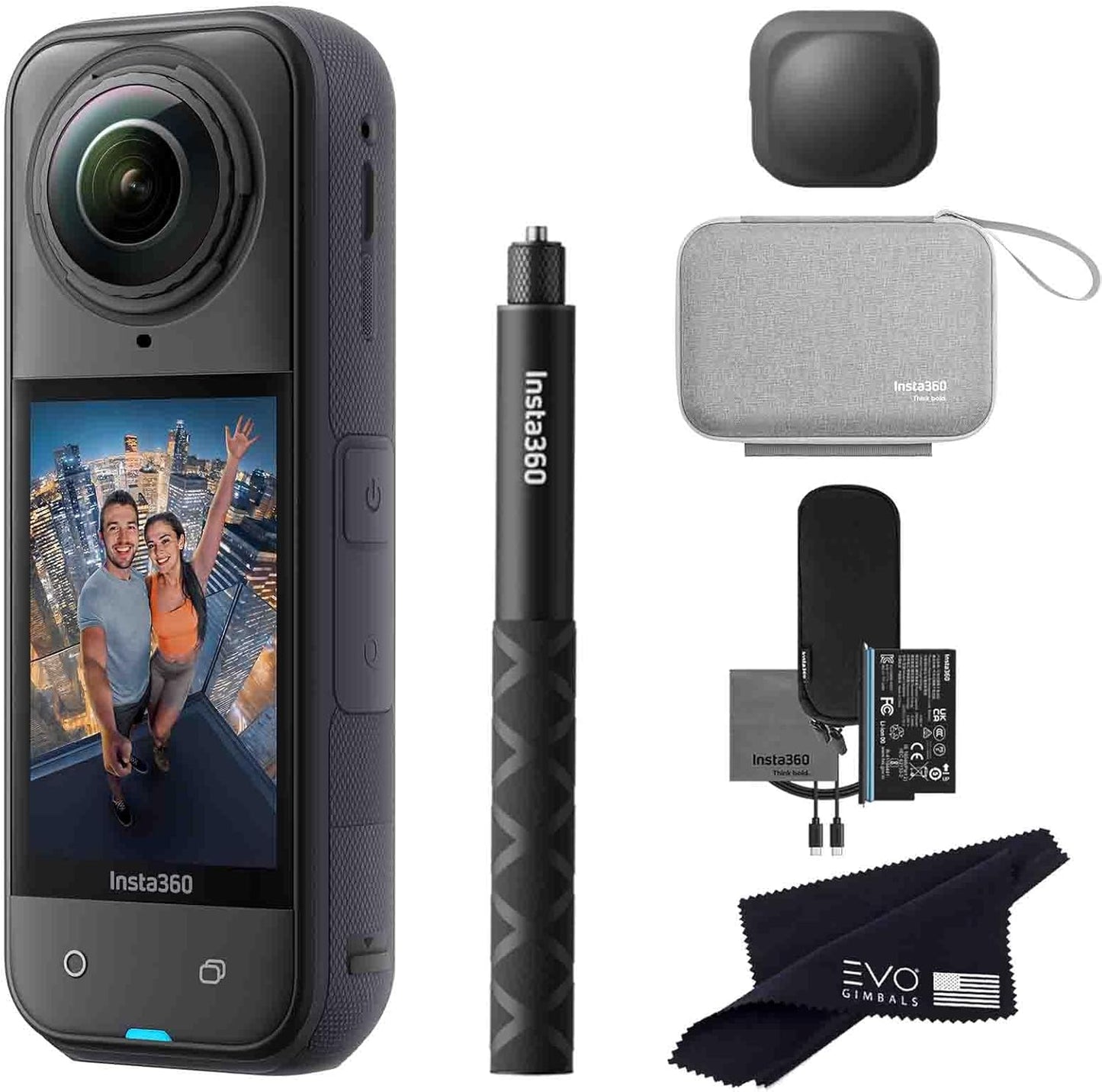 Insta360 X5 Travel Bundle-8K Waterproof 360 Action Camera with 1/1.28" 48MP Sensors, 8K 360 HDR Video, 72MP 360 Photo, 4K Single-Lens |Bundle Includes Travel Case, Selfie Stick, Lens Cap (512GB)