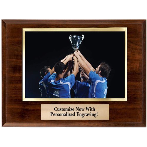 Crown Awards Horizontal Photo Frame Plaque - 9x7 Custom Photo Plaque Gift With Clear Acrylic Photo Cover And Personalized Engraving Prime